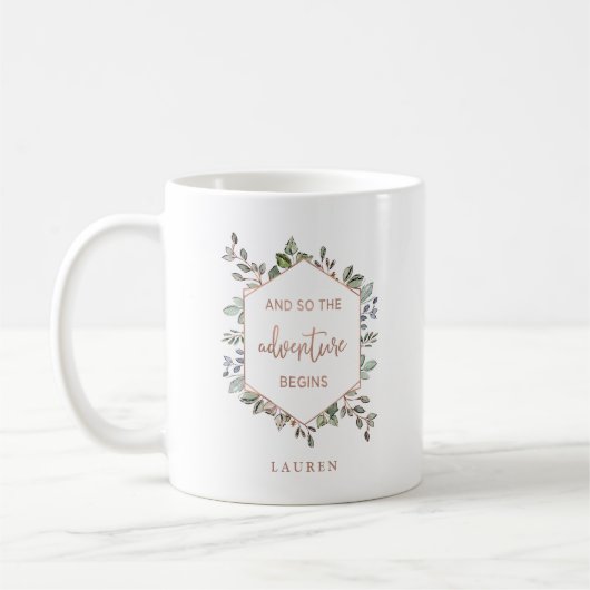 Mug Botanique d'or rose | Le devis Aventure Commence (Gauche)