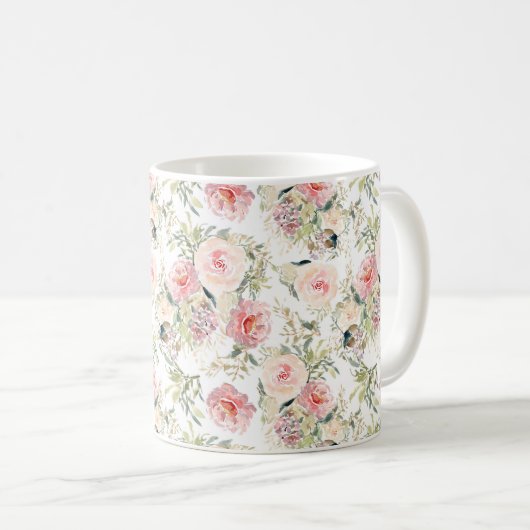 Mug Botanique florale d'aquarelle moderne (Devant droit)