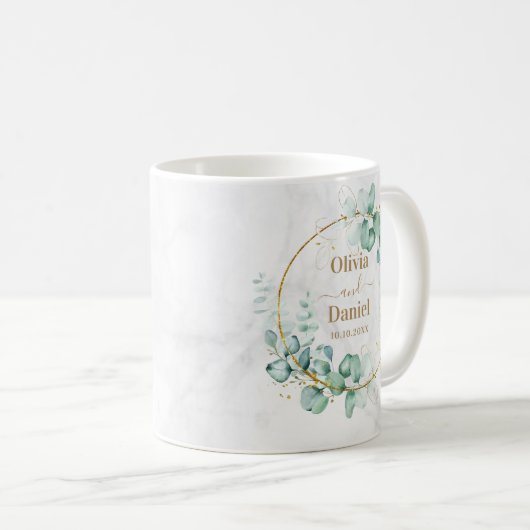 Mug Botanique Or Vert Personnaliser Pour Mariage (Devant droit)