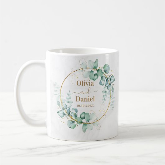 Mug Botanique Or Vert Personnaliser Pour Mariage (Gauche)