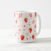 Mug Botanique Rose Doux de Baie Monogramme Coeurs (Devant droit)