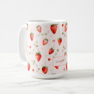 Mug Botanique Rose Doux de Baie Monogramme Coeurs