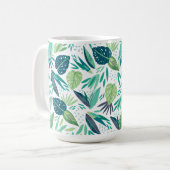 Mug Botanique Tropical Green & White Leafs Motif (Devant gauche)