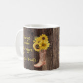 Mug Botillons de cowgirl en bois rustique et tournesol (Devant gauche)