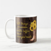 Mug Botillons de cowgirl en bois rustique et tournesol (Gauche)
