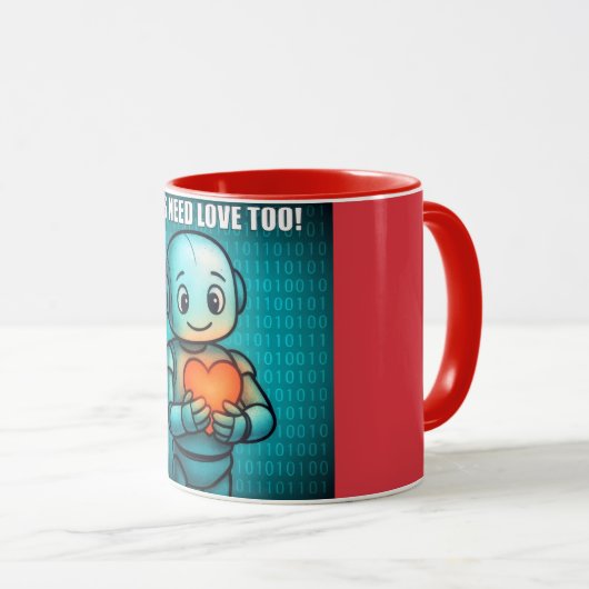 Mug Bots Need Love Too - Red Combo (Devant droit)
