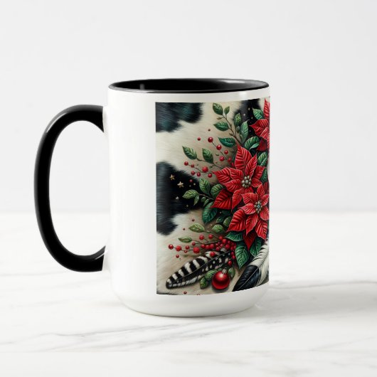 Mug Botte de cowboy Ouest Vacances Vache florale Caché (Gauche)