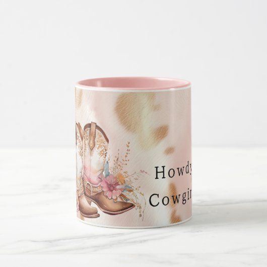 Mug Botte de vache blanche rose tan sud-ouest (Centre)