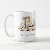 Mug Bottes de cowgirl florales romantiques Pivoines (Gauche)