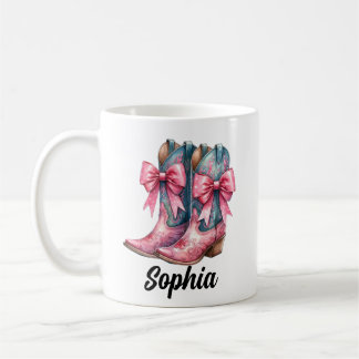 Mug Bottes de cowgirl rose et denim bleu Musique perso
