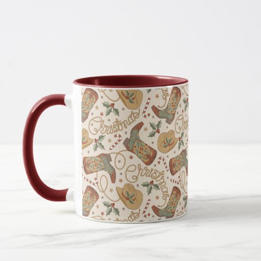 Mug Bottes de Noël de l'Ouest et Motif Casquette (Gauche)