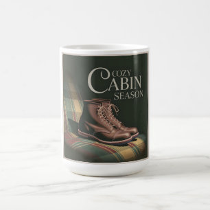 Mug Bottes de saison de cabane confortable Plaid autom