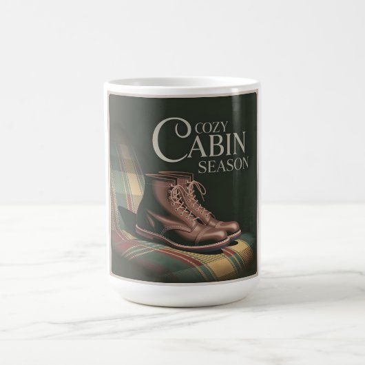 Mug Bottes de saison de cabane confortable Plaid autom (Centre)