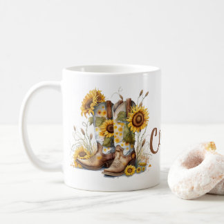 Mug Bottes et tournesols de cowgirl colorées