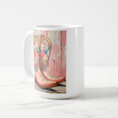 Mug Bottes Vintages de fille rose personnalisées (Devant gauche)