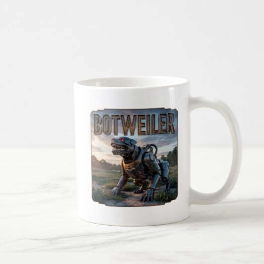 Mug Botweiler Photographique – Rottweiler Robot Drôle (Droite)