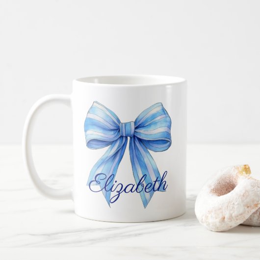 Mug Bouche d'aquarelle bleu et blanc côtier personnali (Avec donut)