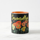 Mug Bouche d'aquarelle orange et noirs (Centre)