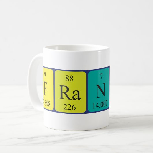 Mug Bouche de nom de table périodique franc (Devant gauche)