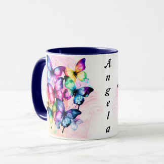 Mug Bouche de papillons à l'aquarelle multicolore