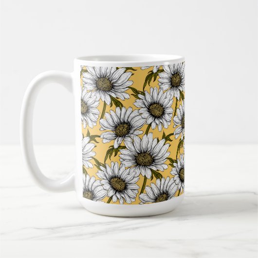 Mug Bouches blanches, fleurs sauvages sur jaune (Gauche)