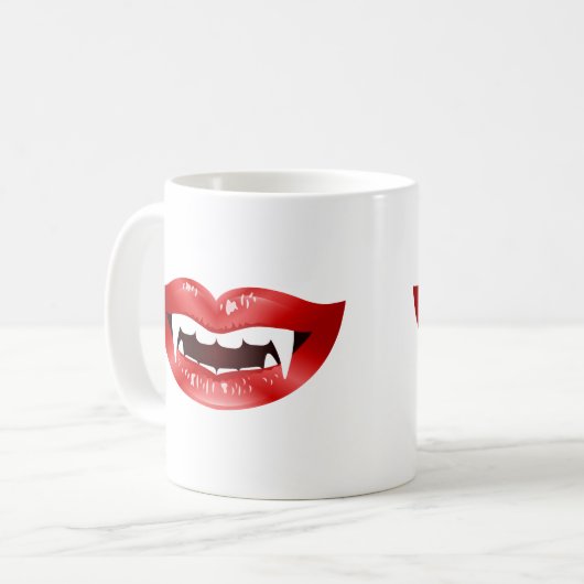 Mug Bouches de vampire rouge illustrées (Devant gauche)