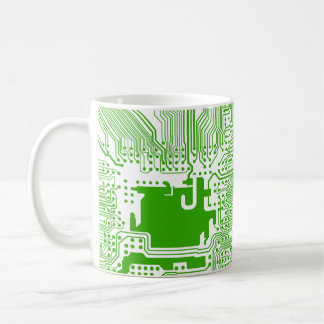 Mug bouchon de circuit de carte mère monogramme - vert