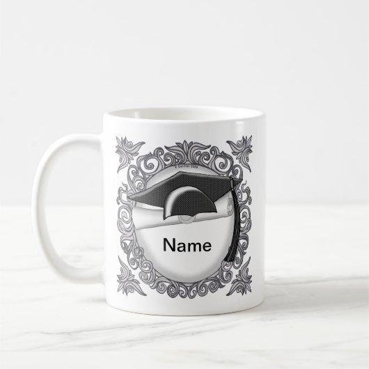 Mug Bouchon de graduation noir personnalisé (Gauche)