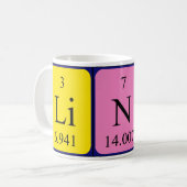 Mug Bouchon de nom de table périodique linéaire (Devant gauche)
