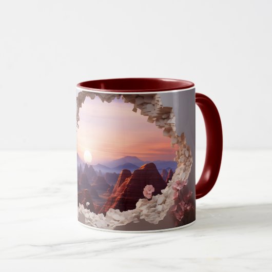 Mug Bouchon d'enveloppement de boue de paysage 3D (Devant droit)