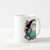 Mug Bouchon d'impression Floral Budgie bleu | Élégant (Devant droit)