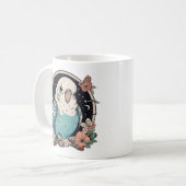 Mug Bouchon d'impression Floral Budgie bleu | Élégant (Devant gauche)