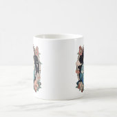 Mug Bouchon d'impression Floral Budgie bleu | Élégant (Centre)