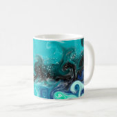 Mug Boucles de marbre turquoise, bleu et noir (Devant droit)