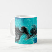 Mug Boucles de marbre turquoise, bleu et noir (Devant gauche)