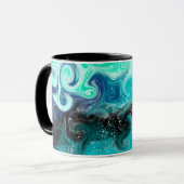 Mug Boucles de marbre turquoise, bleu et noir (Devant gauche)
