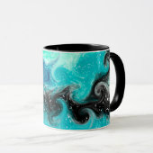 Mug Boucles de marbre turquoise, bleu et noir (Devant droit)
