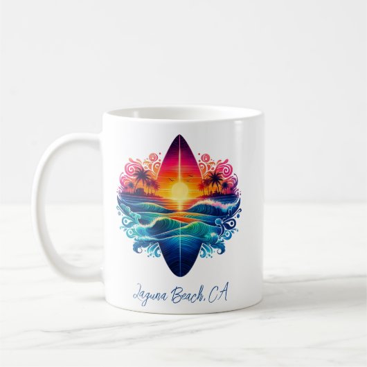 Mug Boucles de surf couché de soleil (Gauche)