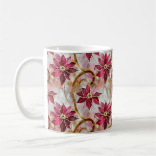 Mug Boucles d'or Bourgogne rose Poinsettias de Noël