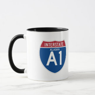 Mug Bouclier d'autoroute nationale de l'Alaska AK I-A1