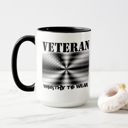 Mug Bouclier Drapeau Américain - Vétérinaire - À Porte (Avec donut)