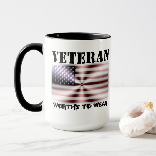 Mug Bouclier Drapeau Américain - Vétérinaire - À Porte (Avec donut)