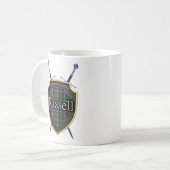 Mug Bouclier et épées écossais de tartan de Russell de (Devant gauche)