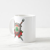 Mug Bouclier et épées libanais usés de drapeau avec (Devant gauche)