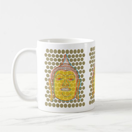 Mug Bouddha Jaune Zen Asiatique Décalé Sur Les Points  (Gauche)