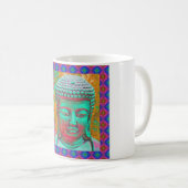 Mug Bouddha Pop avec des bordures en Patchwork en bleu (Devant droit)