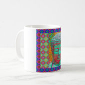 Mug Bouddha Pop avec des bordures en Patchwork en bleu (Devant gauche)