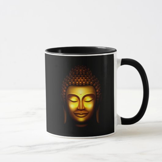 Mug Bouddha souriant or et noir (Droite)