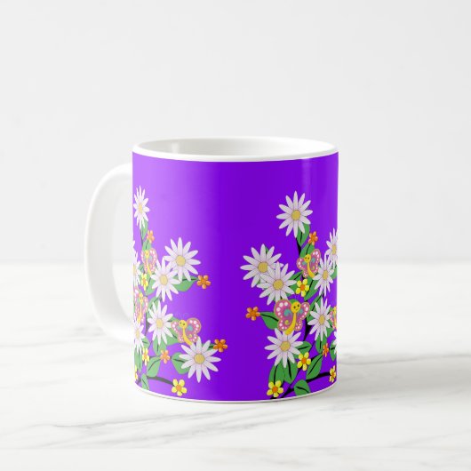 Mug Boue à papillon floral pourpre (Devant gauche)