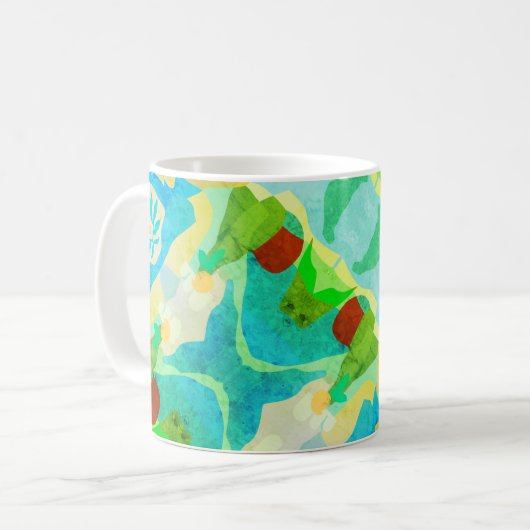 Mug Boue Abstraite bleue et verte - Nature calme (Devant gauche)